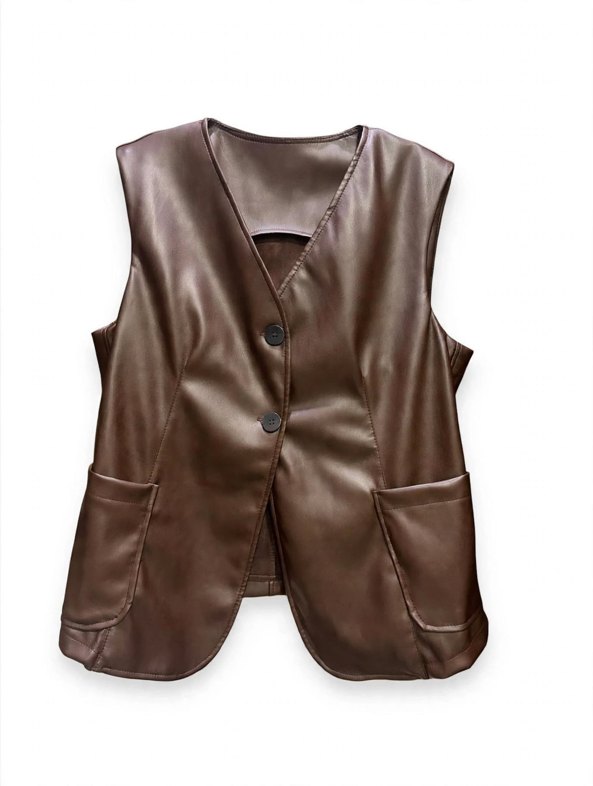 Gilet in Ecopelle Oversize - Modello V-Neck