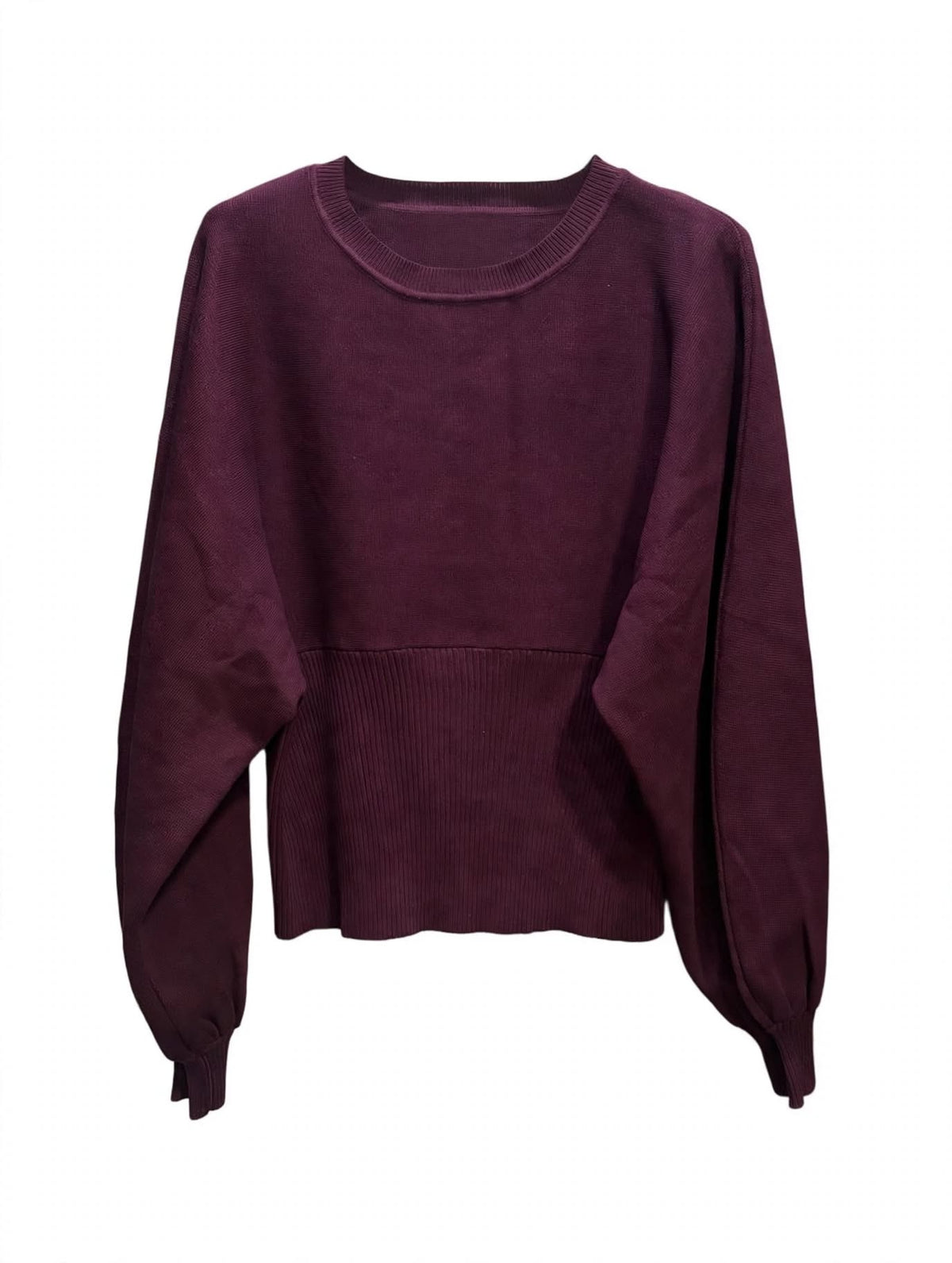 Maglione Cropped Balloon con Banda a Coste - Mod. My Chic - Nero / Bordeaux / Cioccolato