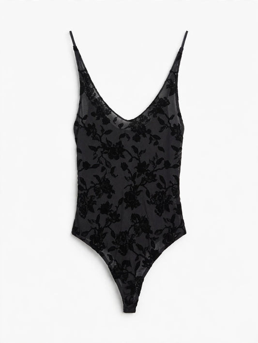 BODY IN VELLUTO BURNOUT FLOREALE
