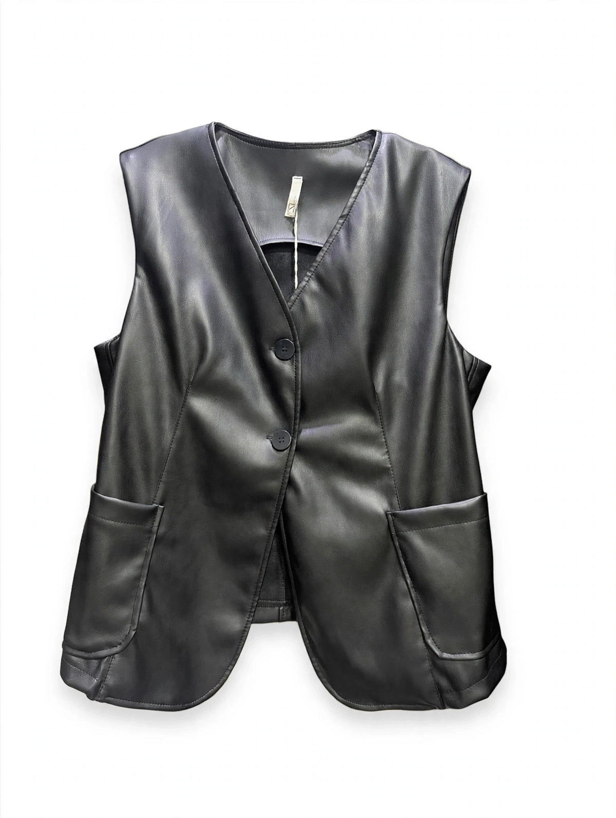 Gilet in Ecopelle Oversize - Modello V-Neck