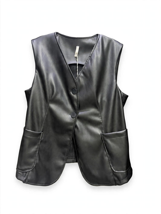 Gilet in Ecopelle Oversize - Modello V-Neck