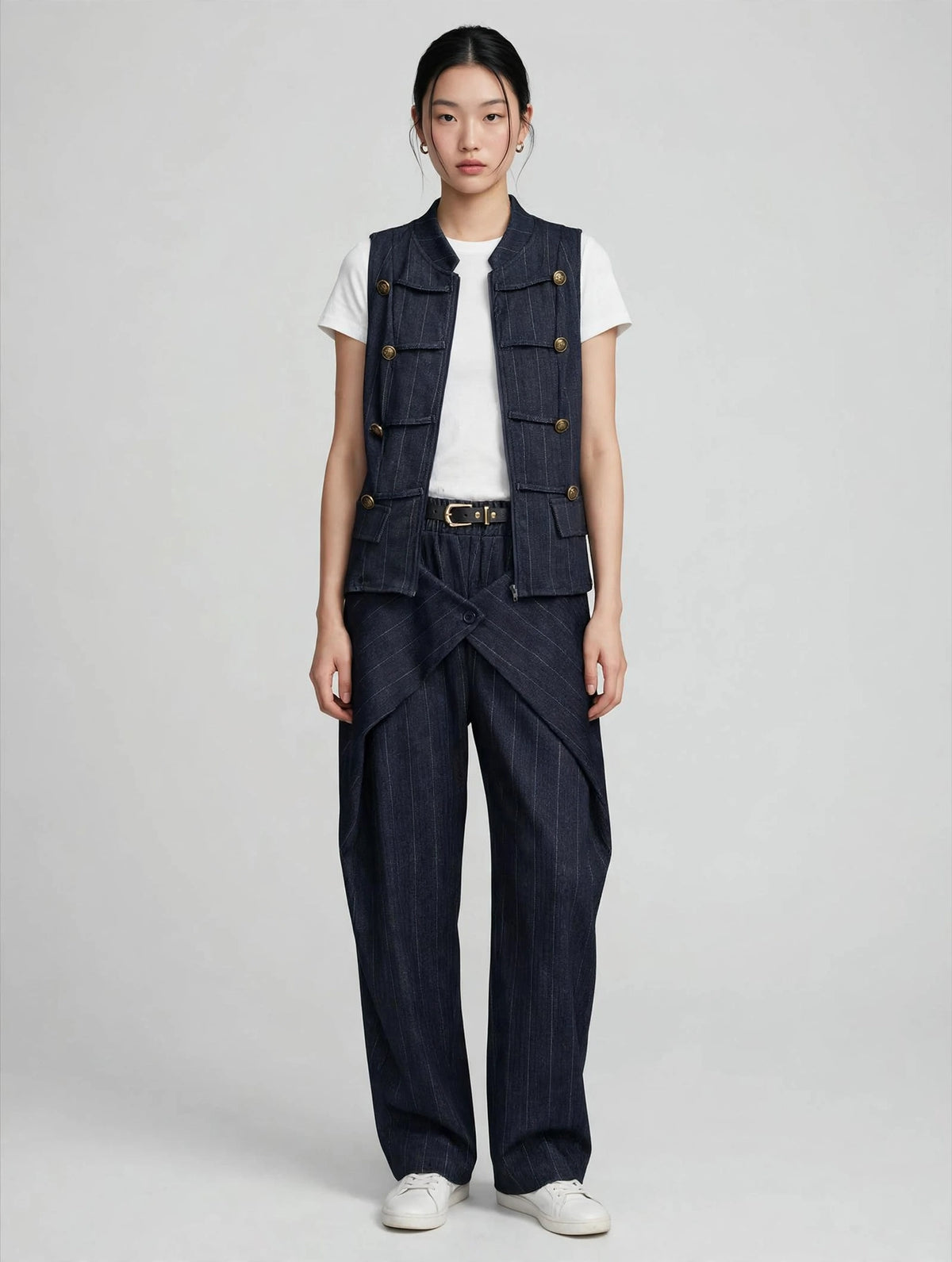 COORDINATO GESSATO BLU NAVY