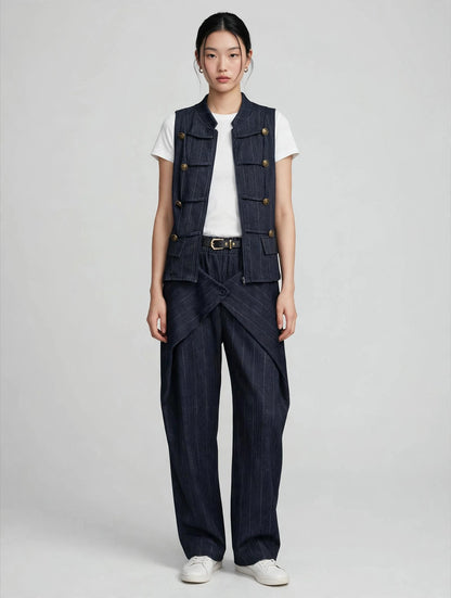 COORDINATO GESSATO BLU NAVY