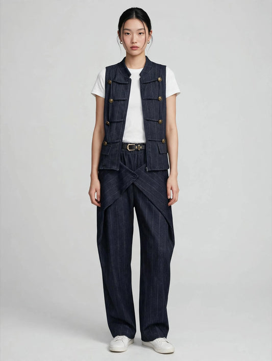 COORDINATO GESSATO BLU NAVY