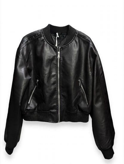 Bomber cropped in ecopelle