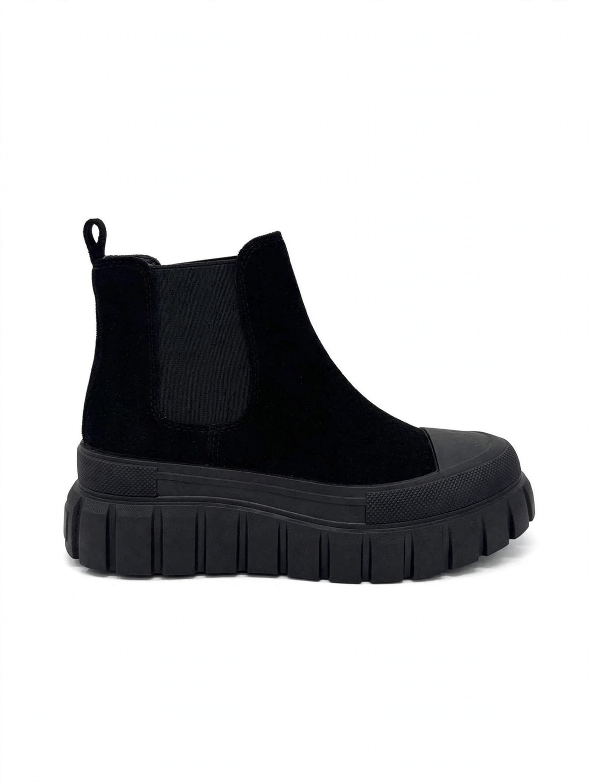 Stivaletto Chelsea Platform in Camoscio Nero