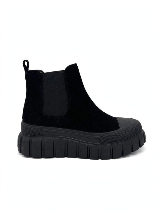 Stivaletto Chelsea Platform in Camoscio Nero
