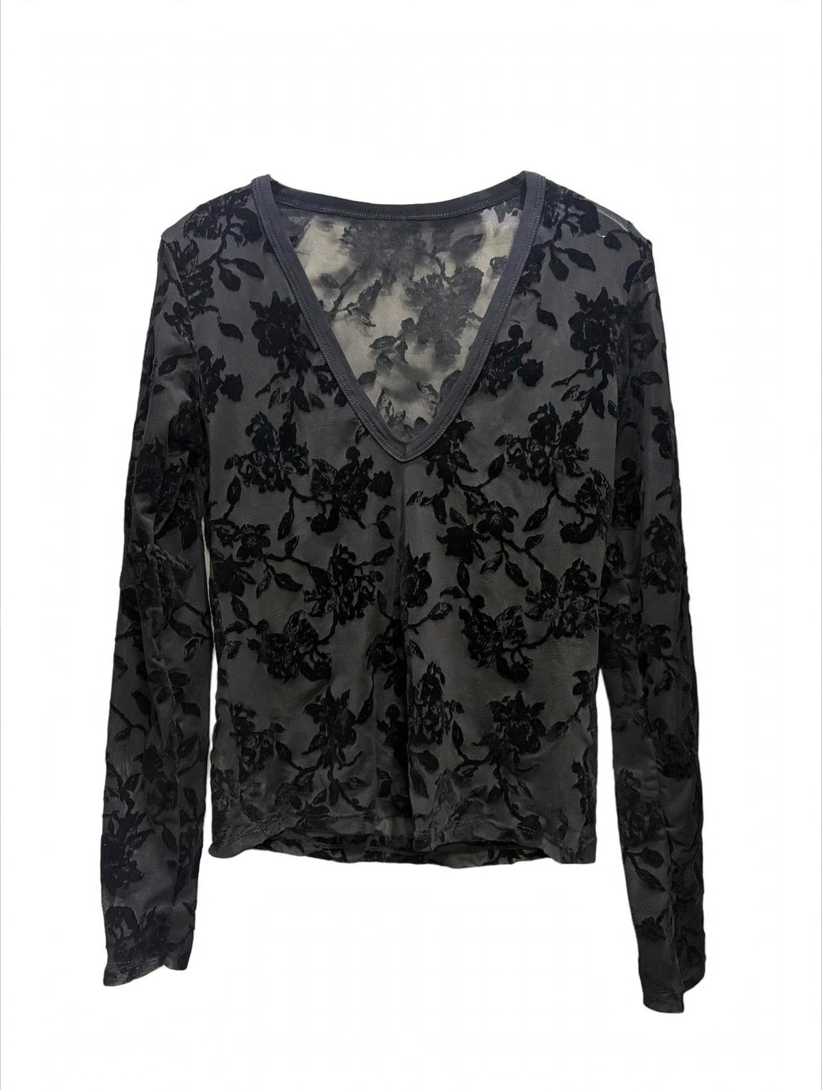Maglia Manica Lunga in Velluto Burnout Floreale