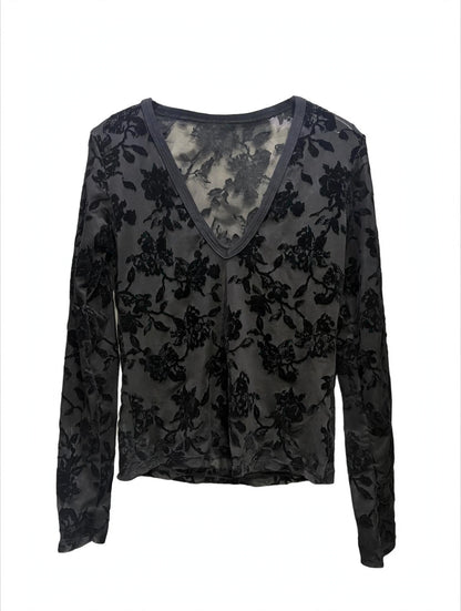 Maglia Manica Lunga in Velluto Burnout Floreale