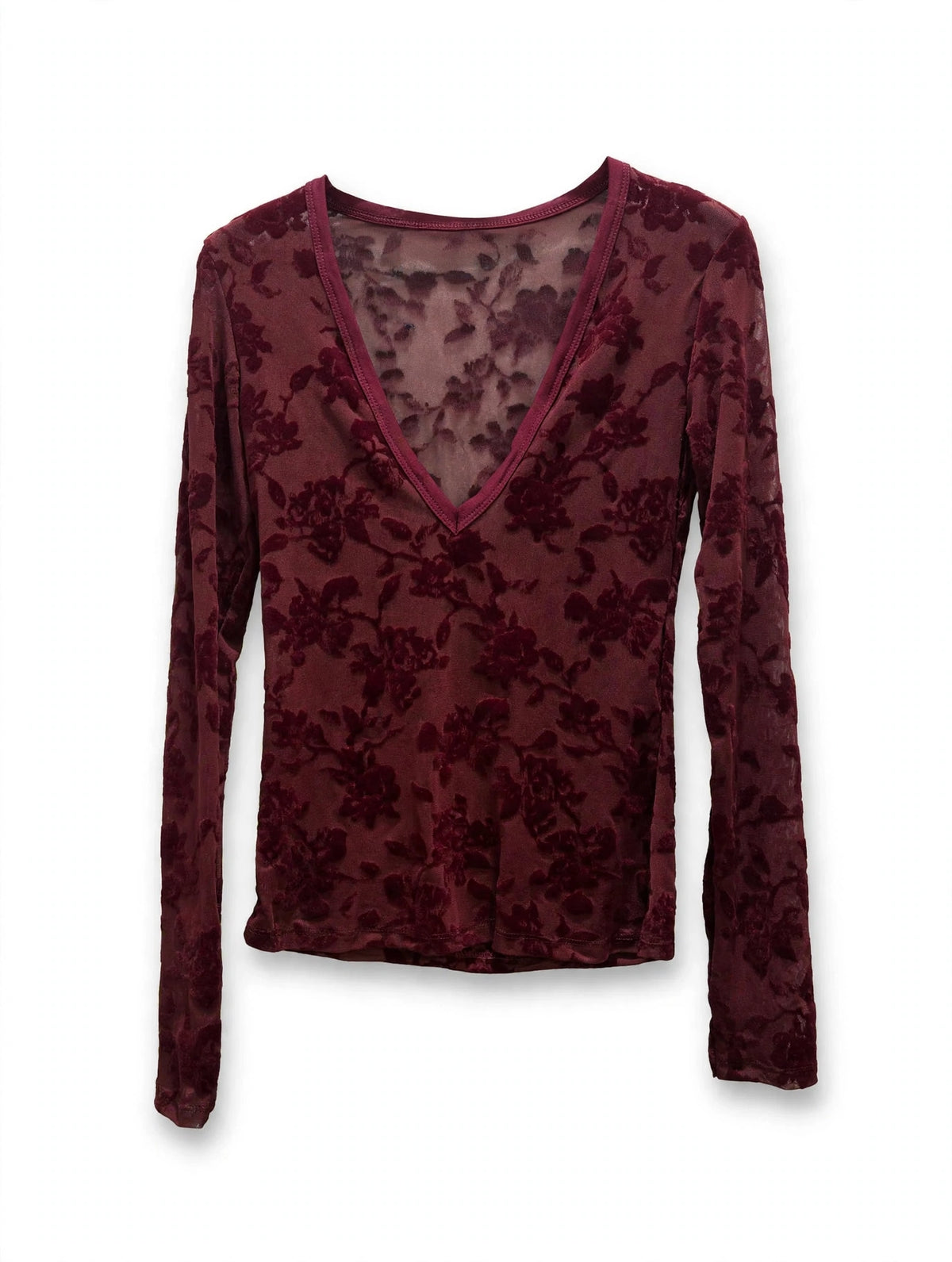 Maglia Manica Lunga in Velluto Burnout Floreale
