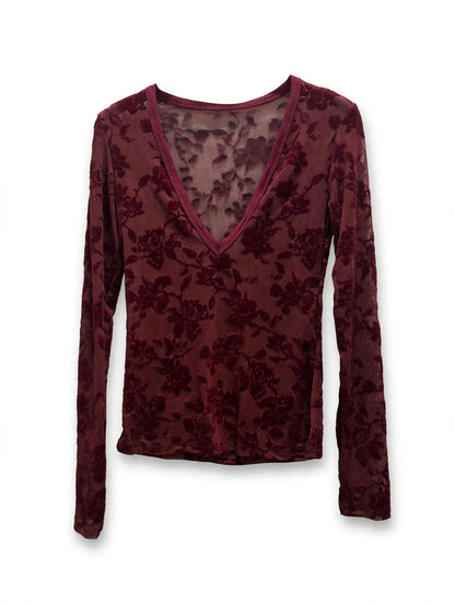 Maglia Manica Lunga in Velluto Burnout Floreale